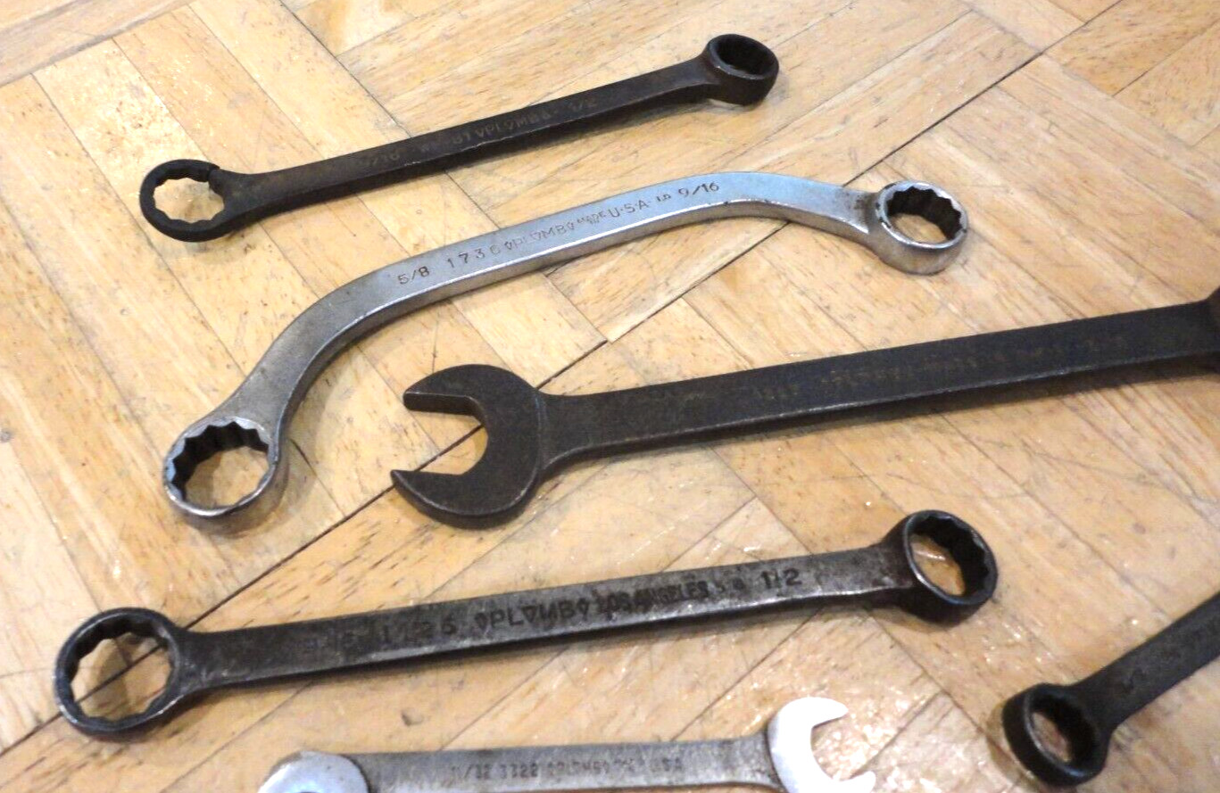 PLOMB TOOLS 9 PIECE ASSORTED SAE. WRENCHES, OBSTRUCTION, BOX & OPEN END, COMBO
