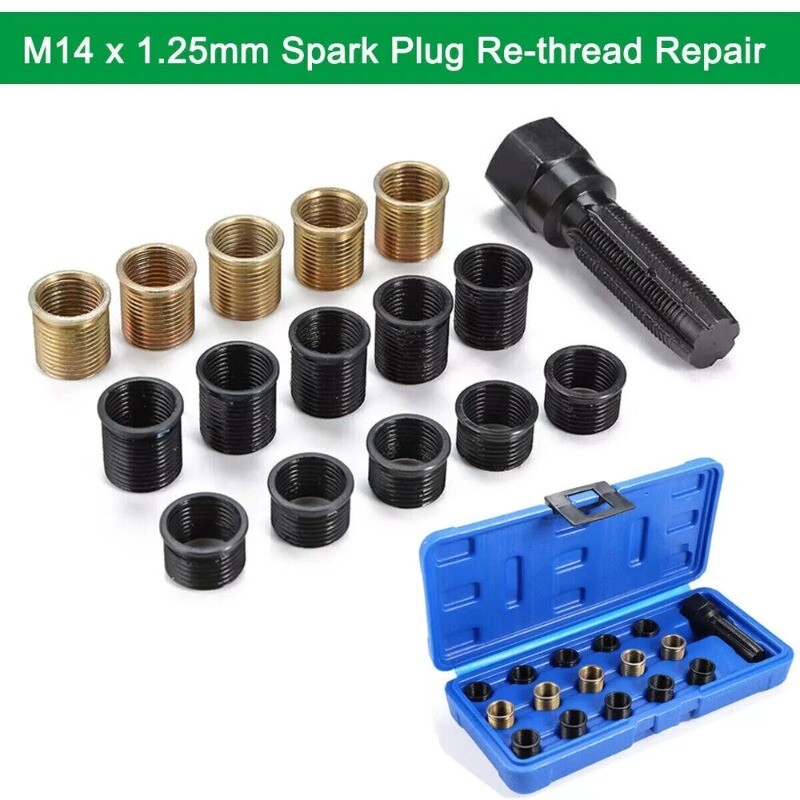 M14 X 1.25 Mm Spark Plug Rethread Repair Tap Tool Thread Reamer Inserts Kit