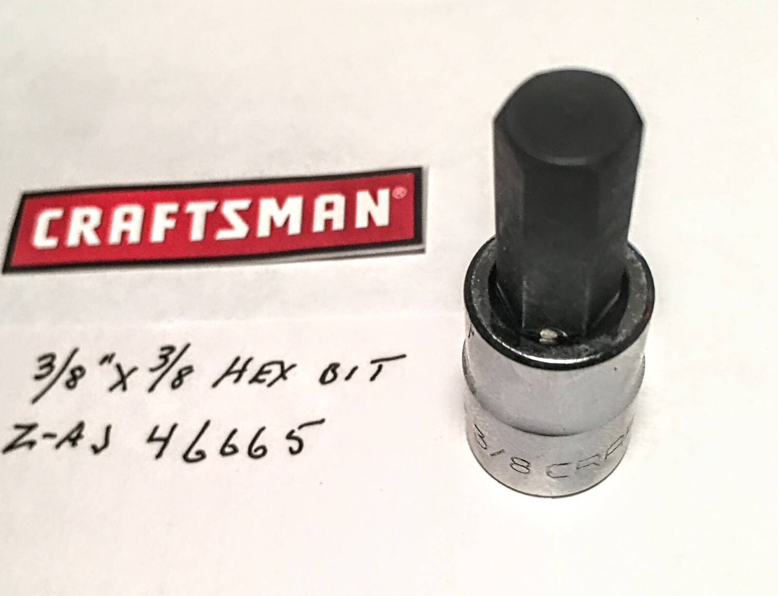 Craftsman 3/8″ x 3/8″ Drive Hex Bit Socket Z-AJ 46665 Free USA Shipping