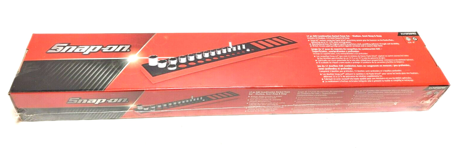 New Snap-on™ 3/8″ dr 17pc 1/4″ thru 1″ Foam Semideep Foam Socket Set with Extras