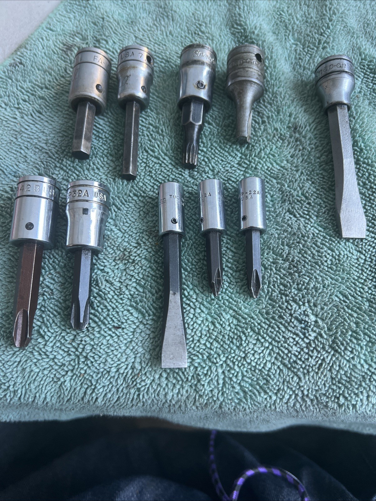 Assorted 10 Pc. Snap On FP42B #4 FP32A #3 3/8″ And 1/4 Drive Socket Drivers