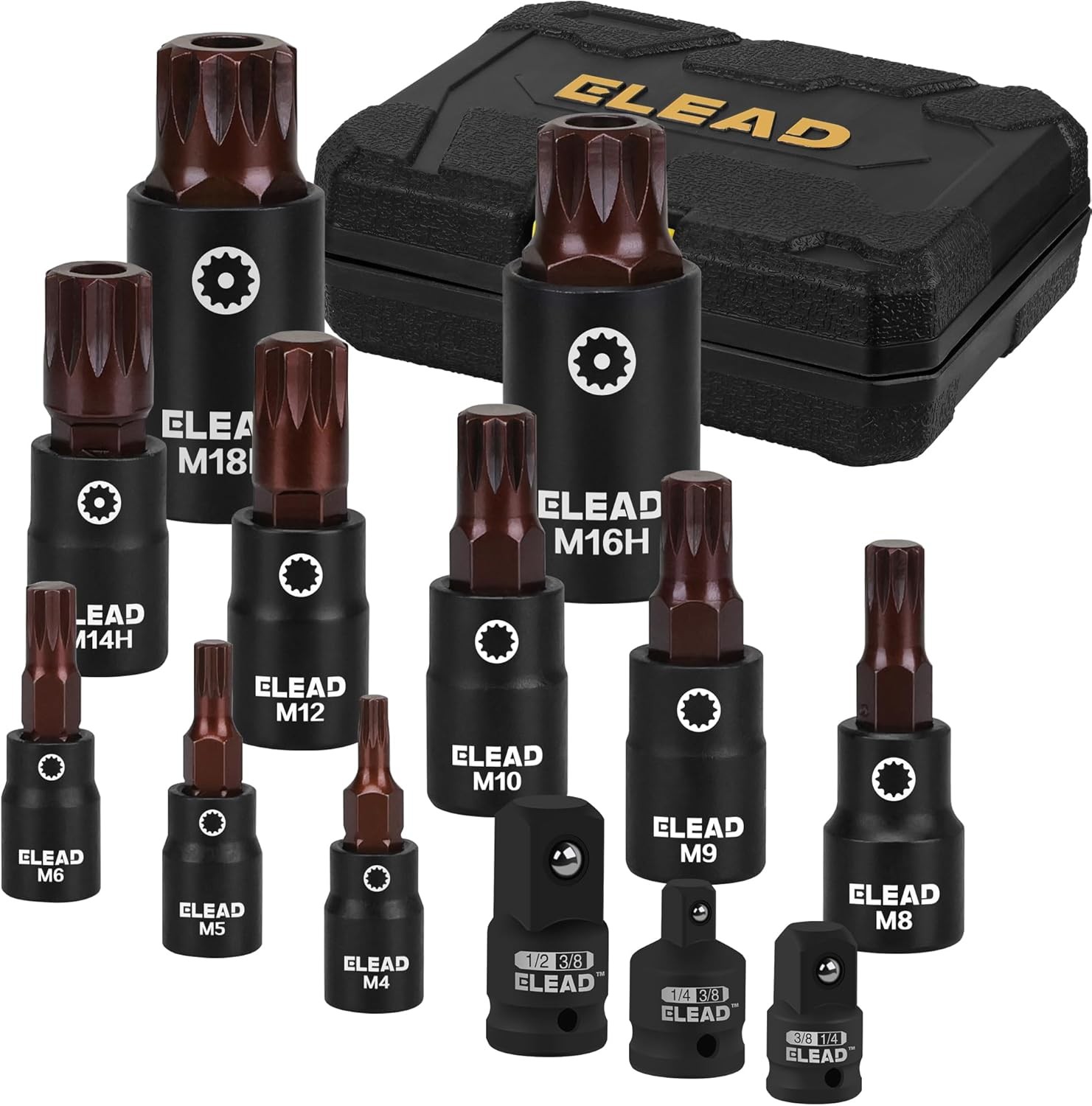 13-Piece XZN Triple Square Spline Bit Impact Socket Set – Premium S2 M4-M18