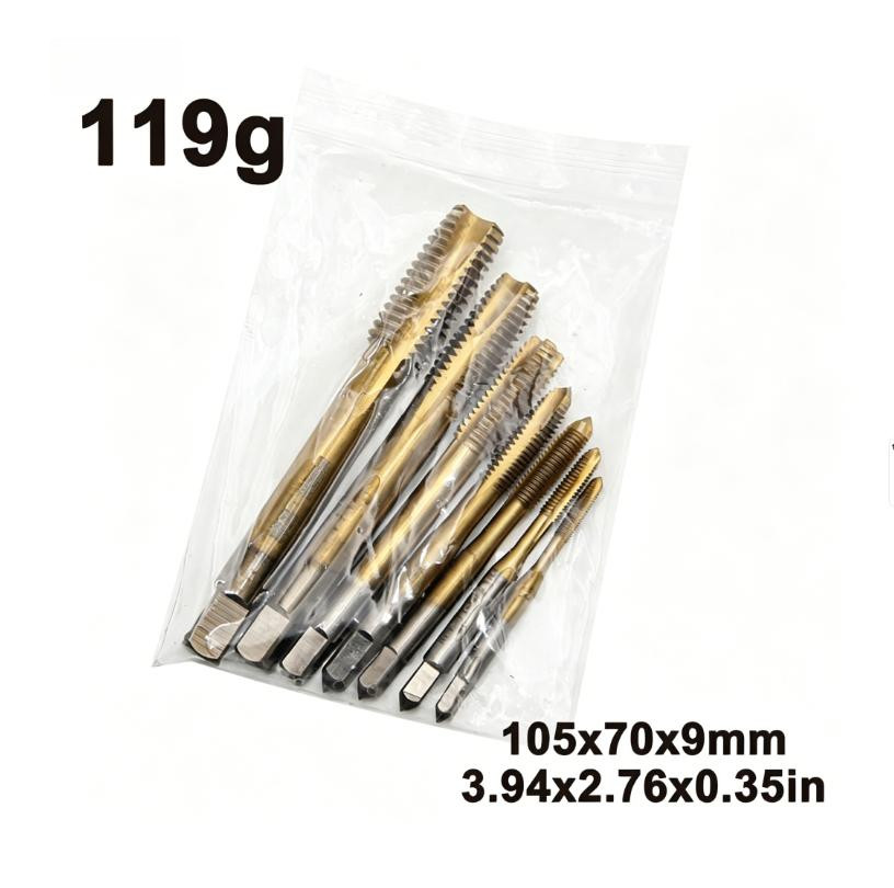 High Speed Steel Tap Set 7 pcs for Internal Threading on Metal Plastic and Wood