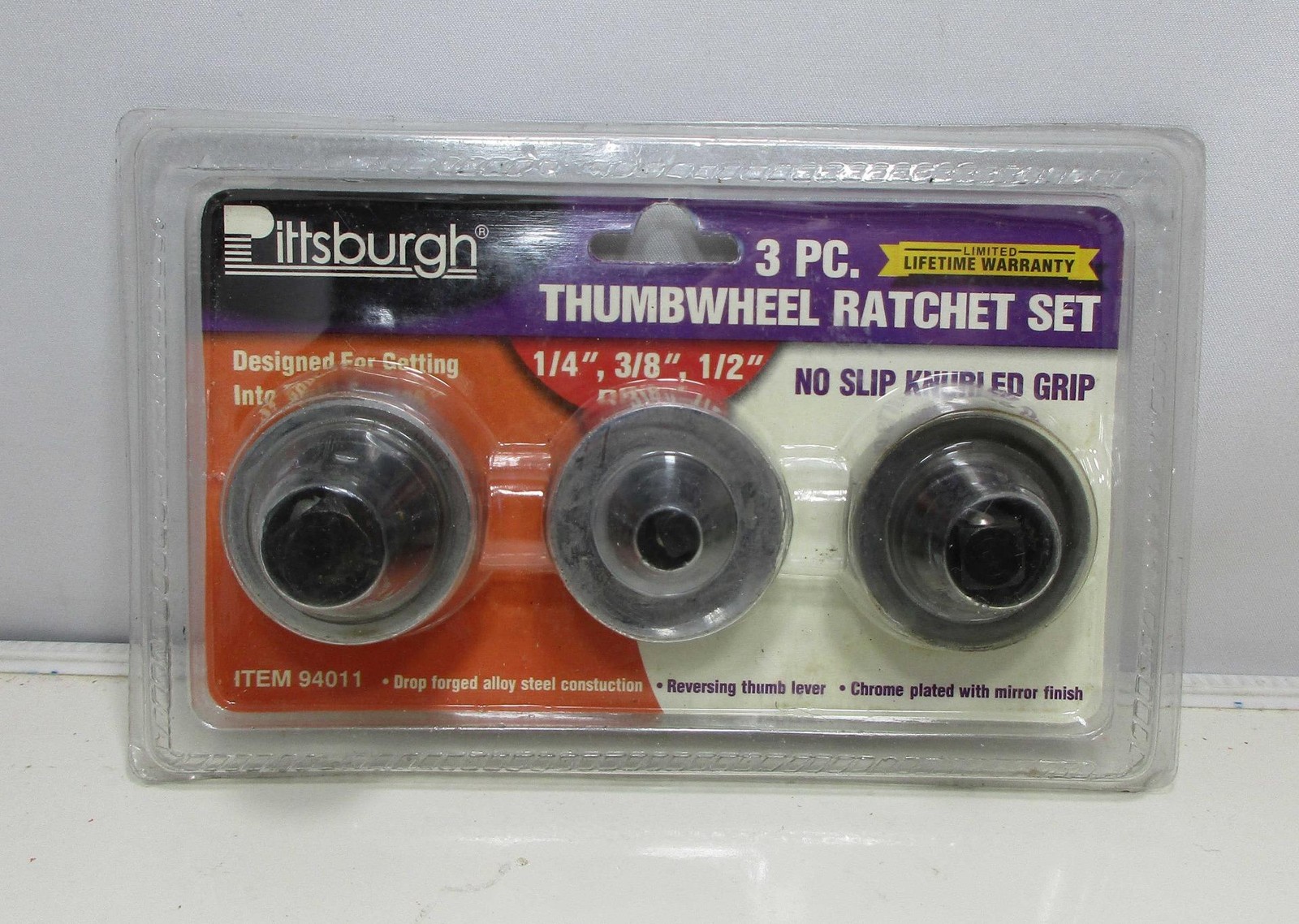 Pittsburgh Item 94011 (3) Piece Thumbwheel Ratchet Set 1/4″ 3/8″ 1/2″ NEW Sealed