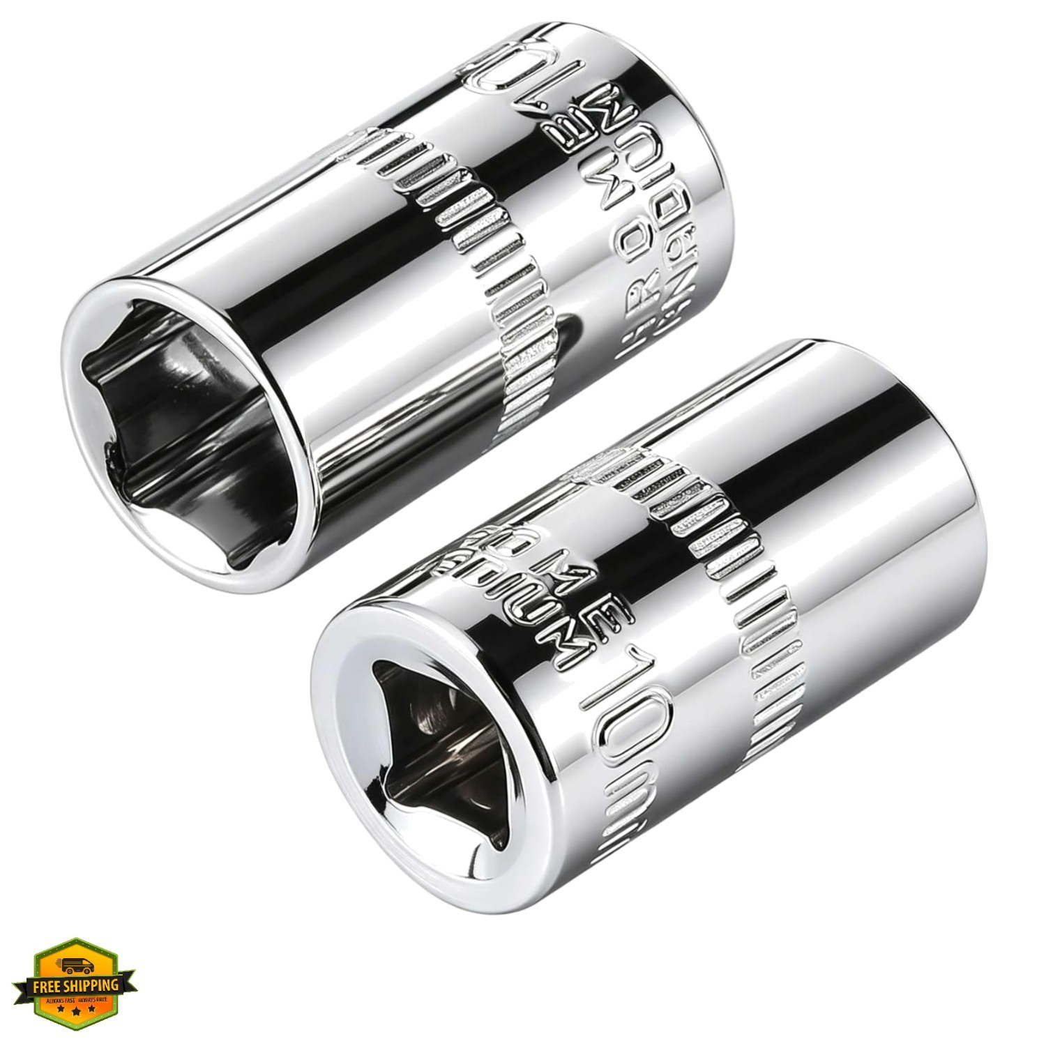 2Pcs Shallow Socket 1/4 Inch Drive 10mm socket 6 Point -CORROSION RESISTANCE