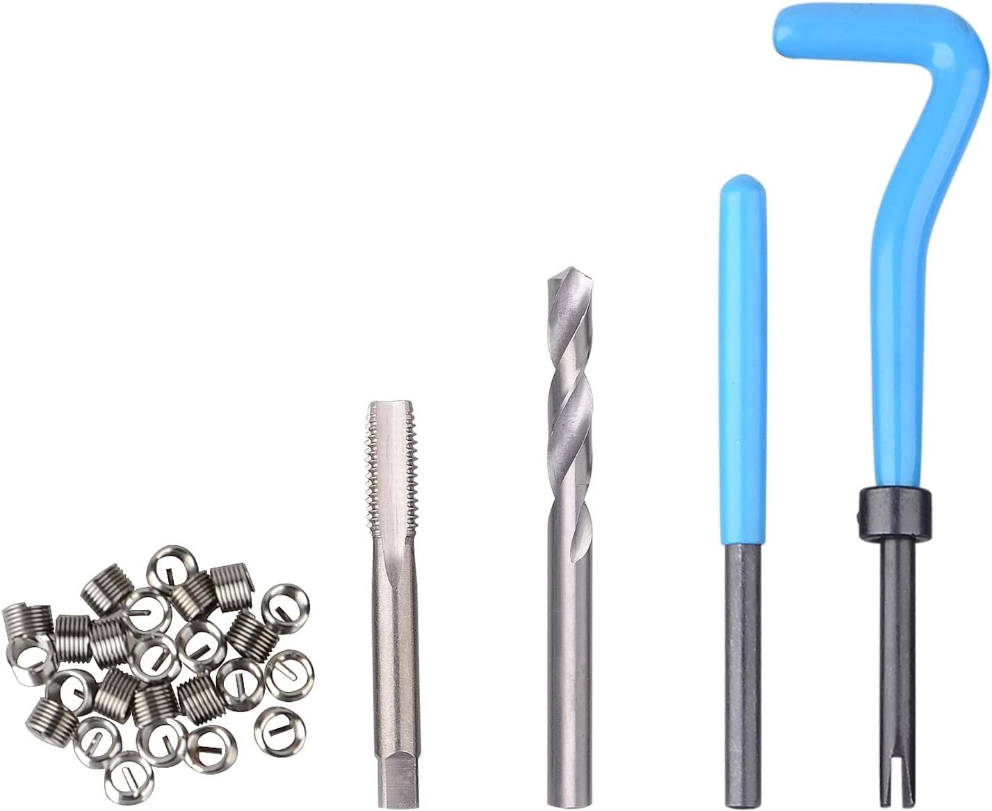 131PC SAE Thread Repair Kit, HSS Drill Helicoil Kit Standard, 1/4″ 5/16″ 3/8″ 7/