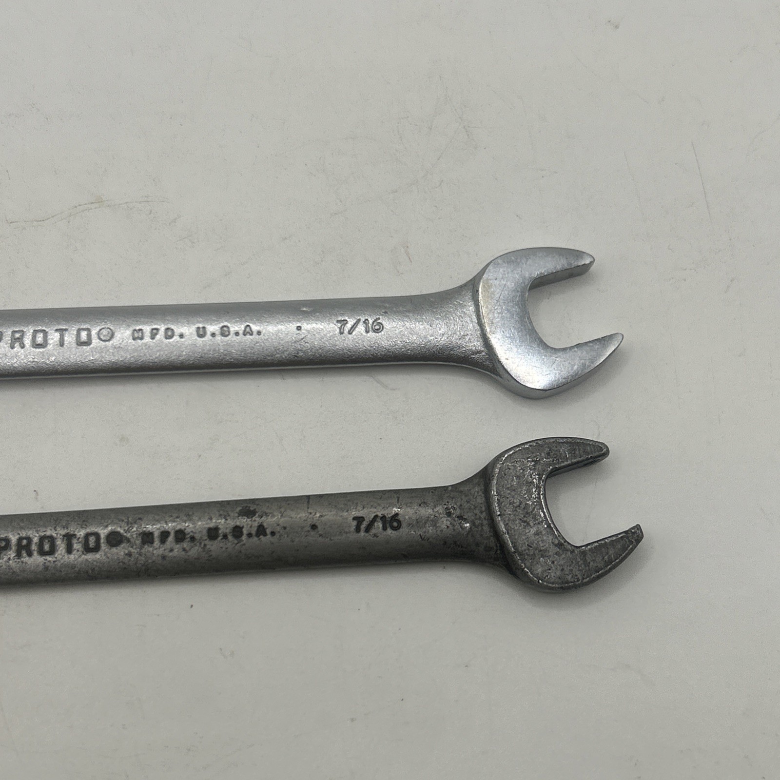 2 Proto Professional 3025 7/16″ x 1/2″ SAE Open End Wrench USA One Slight Bend