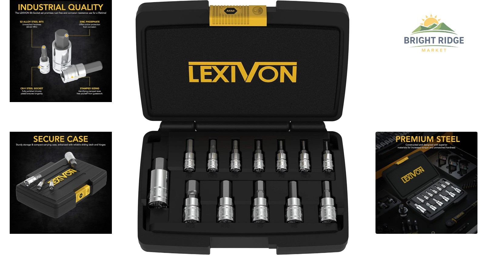 Polished Hex Bit Socket Set in Metric Sizes with Rust and Corrosion Resistance