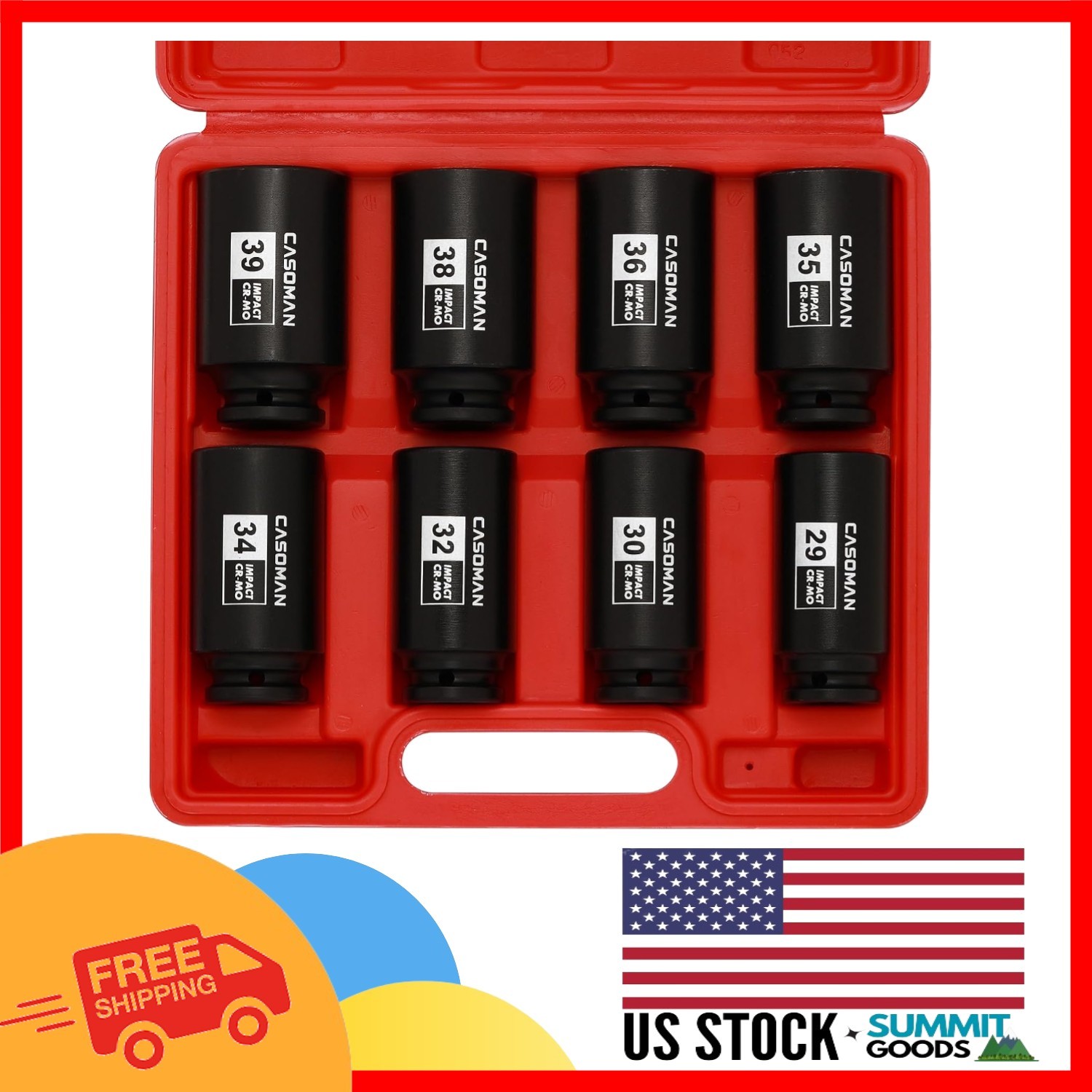 8-Piece Heavy-Duty 1/2-Inch Drive Impact Socket Set in Black Phosphate Finish
