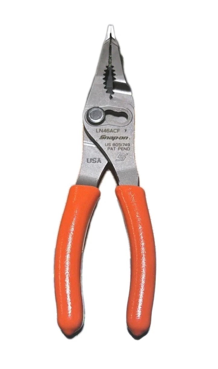New Snap-on™ Orange 7″ Soft Grip Long Nose Slip Joint Pliers LN46ACF LN46ACFO