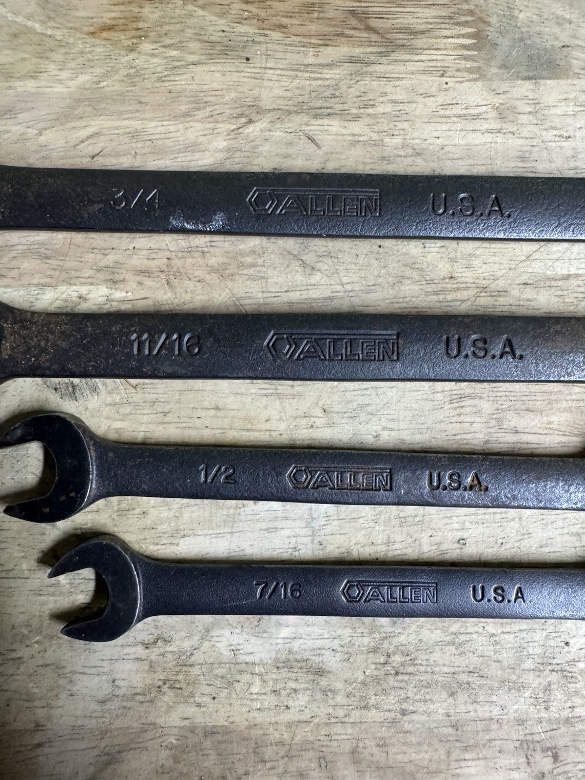 Allen Tools 4 Piece SAE Combination Wrench Set Made in USA