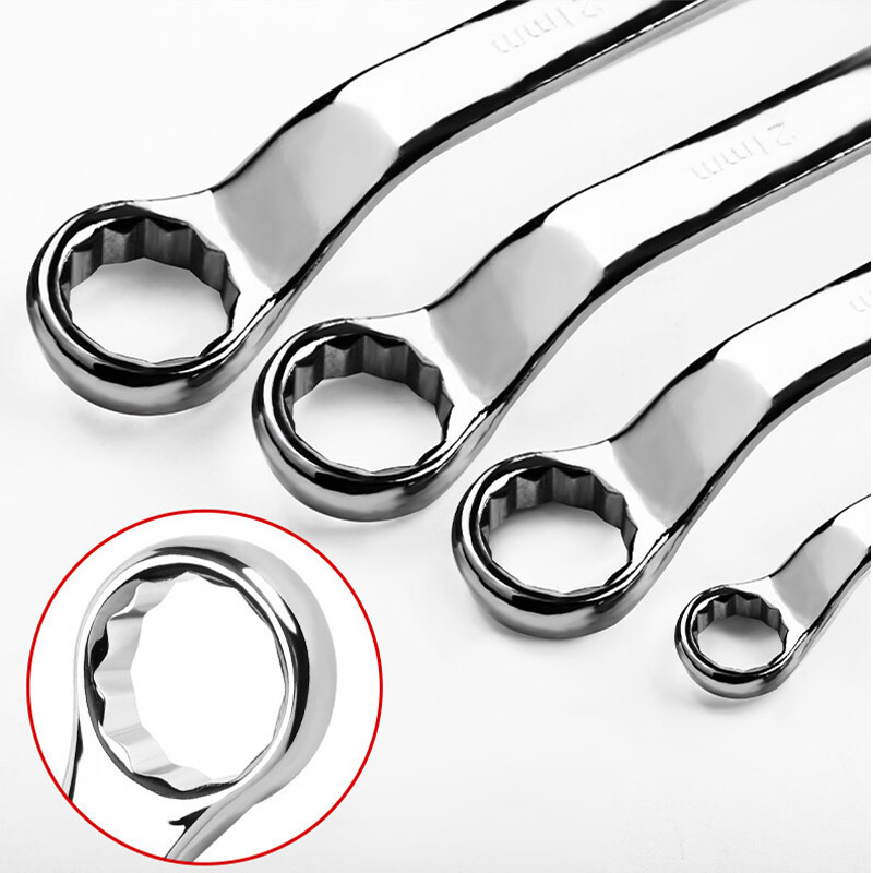 12mm+14mm Metric Double Ended Ring Obstruction Spanner Wrench 75 Offset 12 Sided