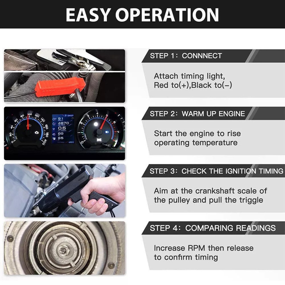 Digital Ignition Timing Light for Vehicle Engines 12V Quick Detection Tool