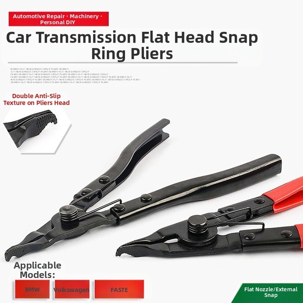 Flat Head Circlip Pliers for with Built In Spring and Textured Jaw Grip