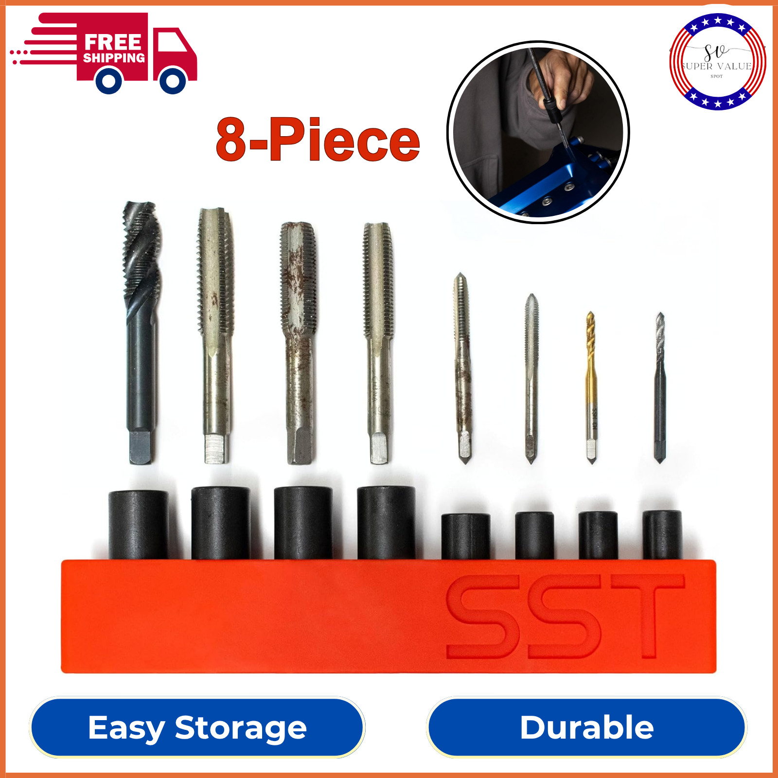SST – Tap Socket Wrench, 8 PCS Adapter Set – Snug, Secure &Durable, Easy Storage
