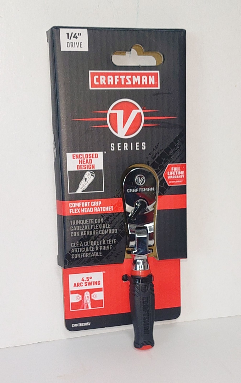 Craftsman V Series 1/4″ Drive Flexible Head Comfort Grip Ratchet CMMT86305V
