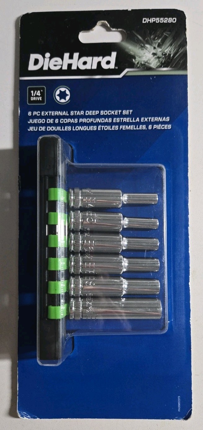 Diehard DHP55280 6 Piece 1/4″ Drive External Star Deep Socket Set