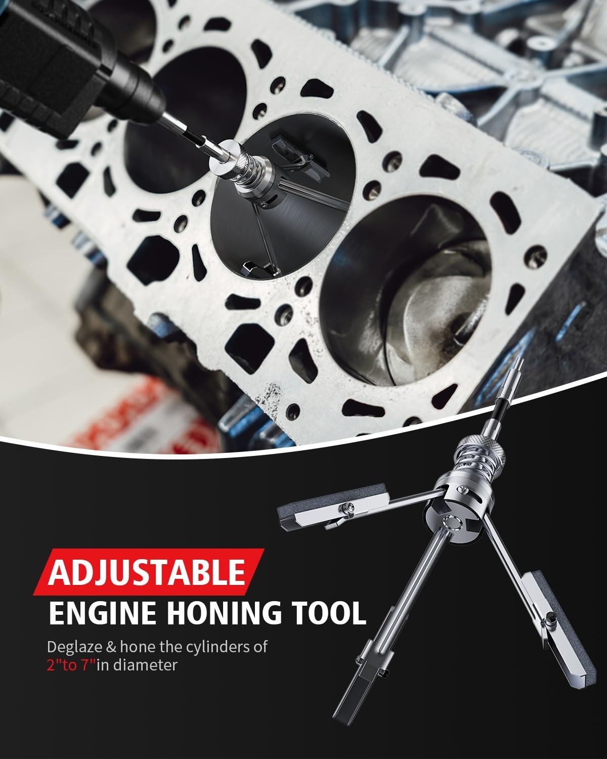Professional Cylinder Hone Tool Set for Engines 3/4″ – 7″ with Extra 11 Stones