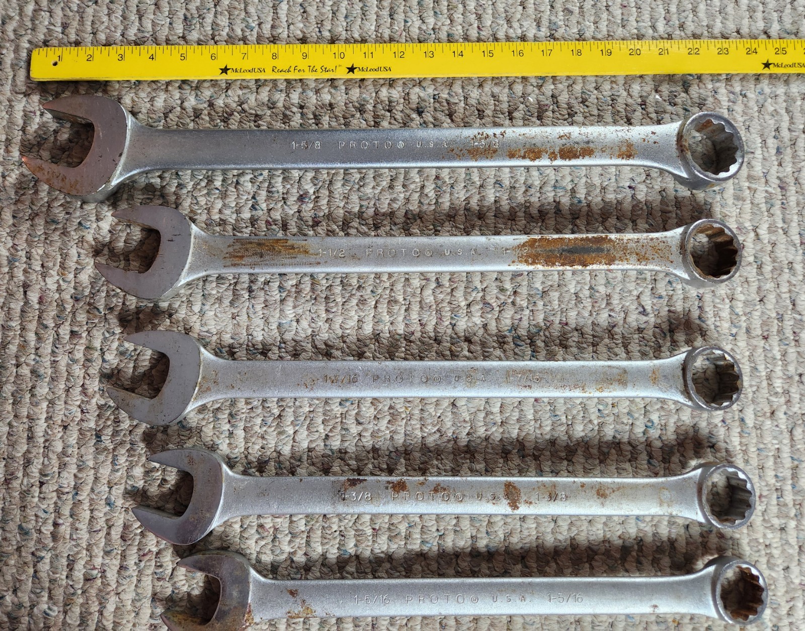5pc Rare Proto Professional Tools Jumbo Wrench Set 1252, 1248, 1246, 1244, 1242