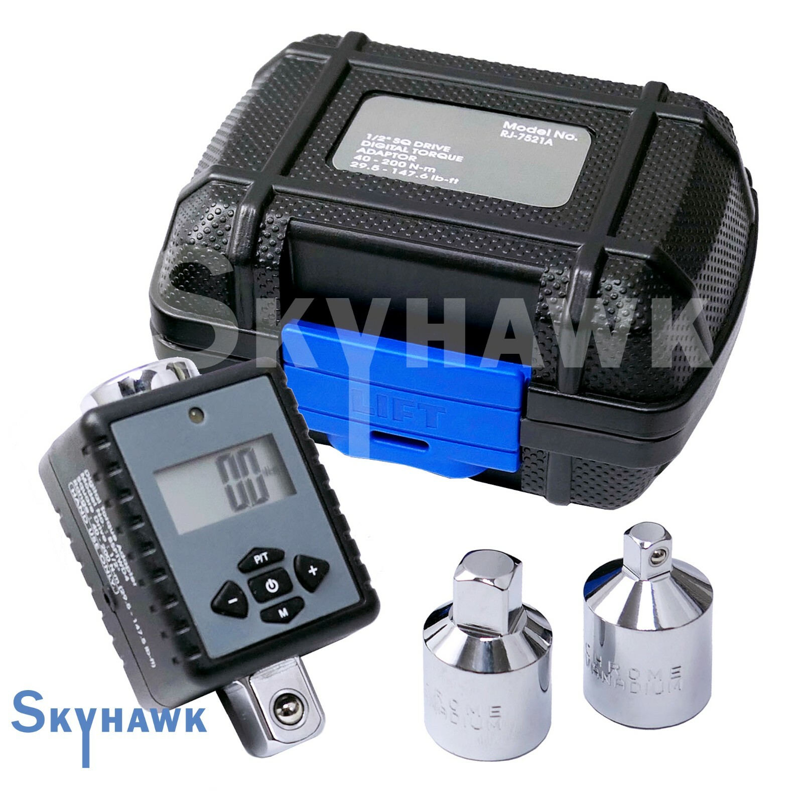 1/2″ Dr. Digital Torque Wrench Adaptor Micro Meter Unit w/ 3/8″ & 1/4″ Reducers