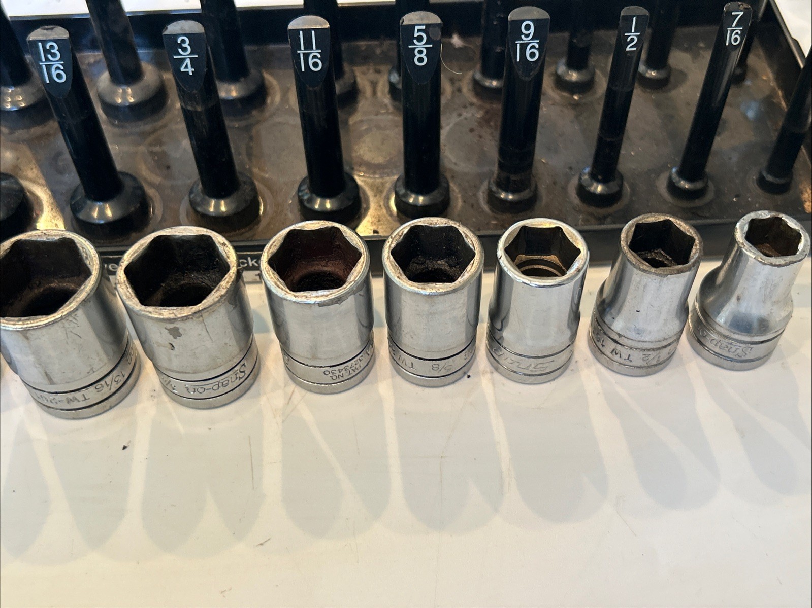 Snap-On 313TWYA 12pc SAE 1/2″ Drive Shallow 6pt Socket Set 1-1/8″ – 7/16″