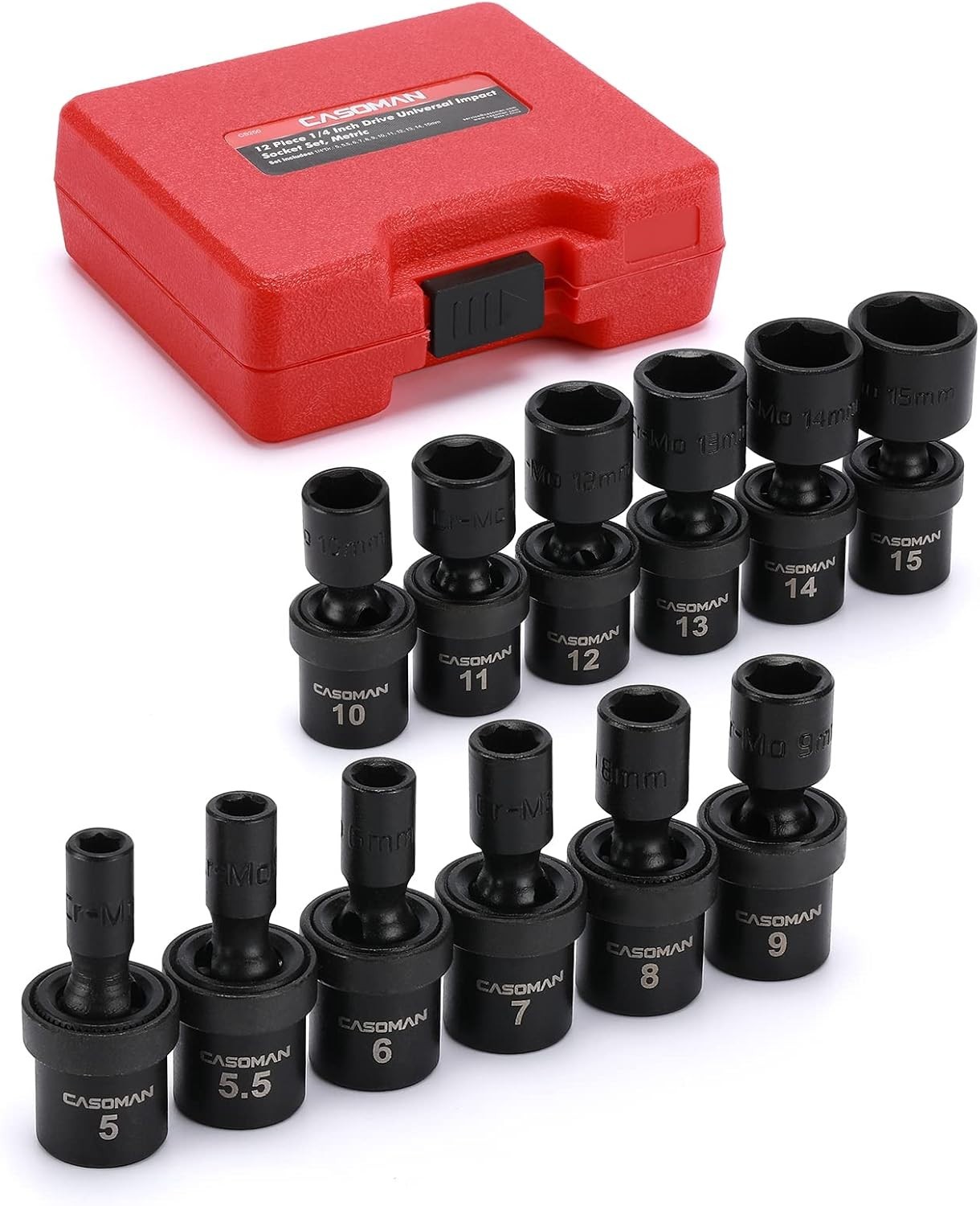 1/4-Inch Drive Metric Impact Socket Set, 12-Pieces Cr-Mo, Easy-to-Read Sizes