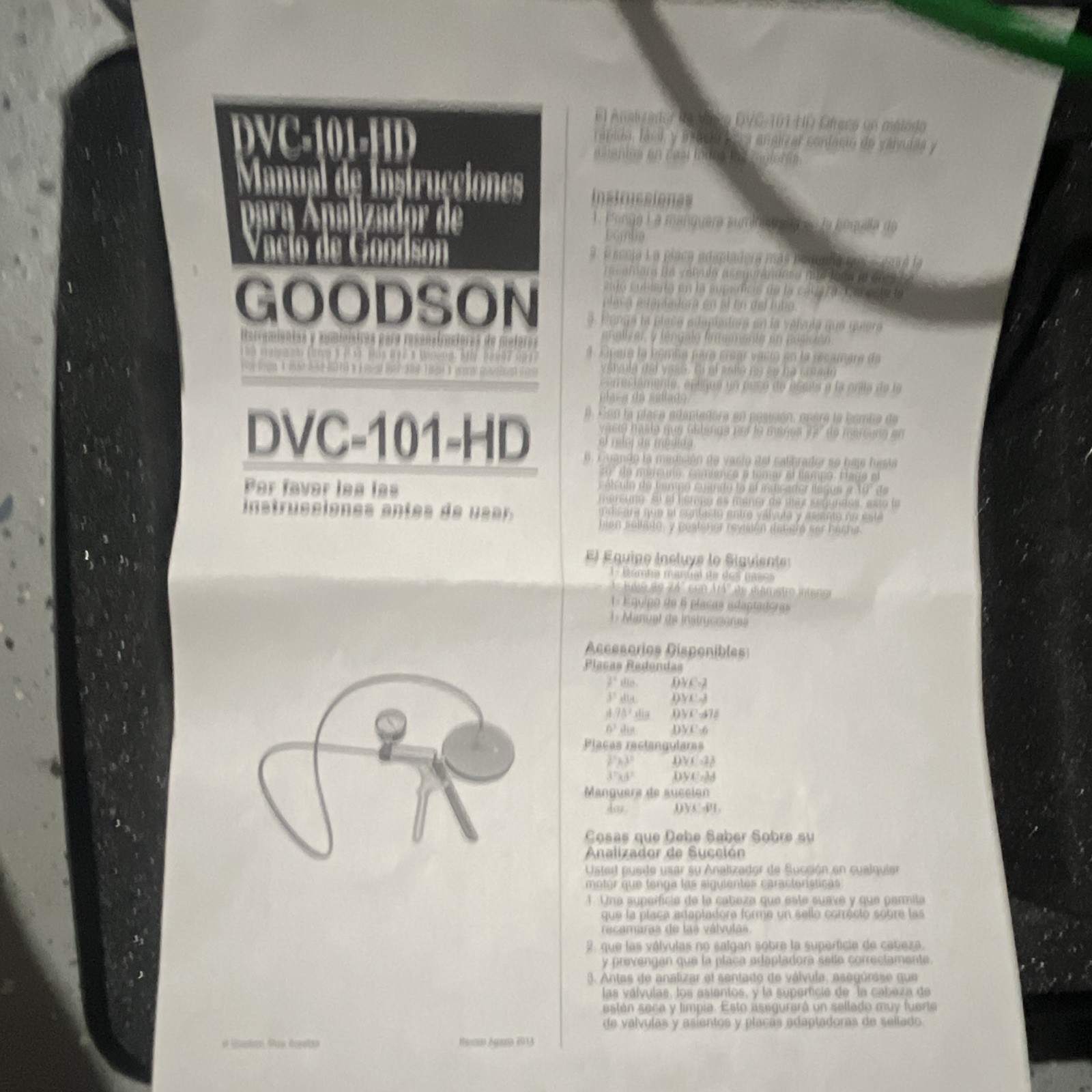 Goodson Heavy Duty Manual Vacuum Tester W Instruction Manual In Box working
