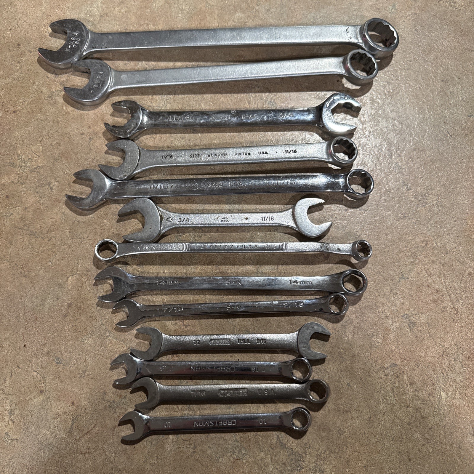 Lot Of USA Made Wrenches Various Brands And Sizes Metric Standard Chrome Sk