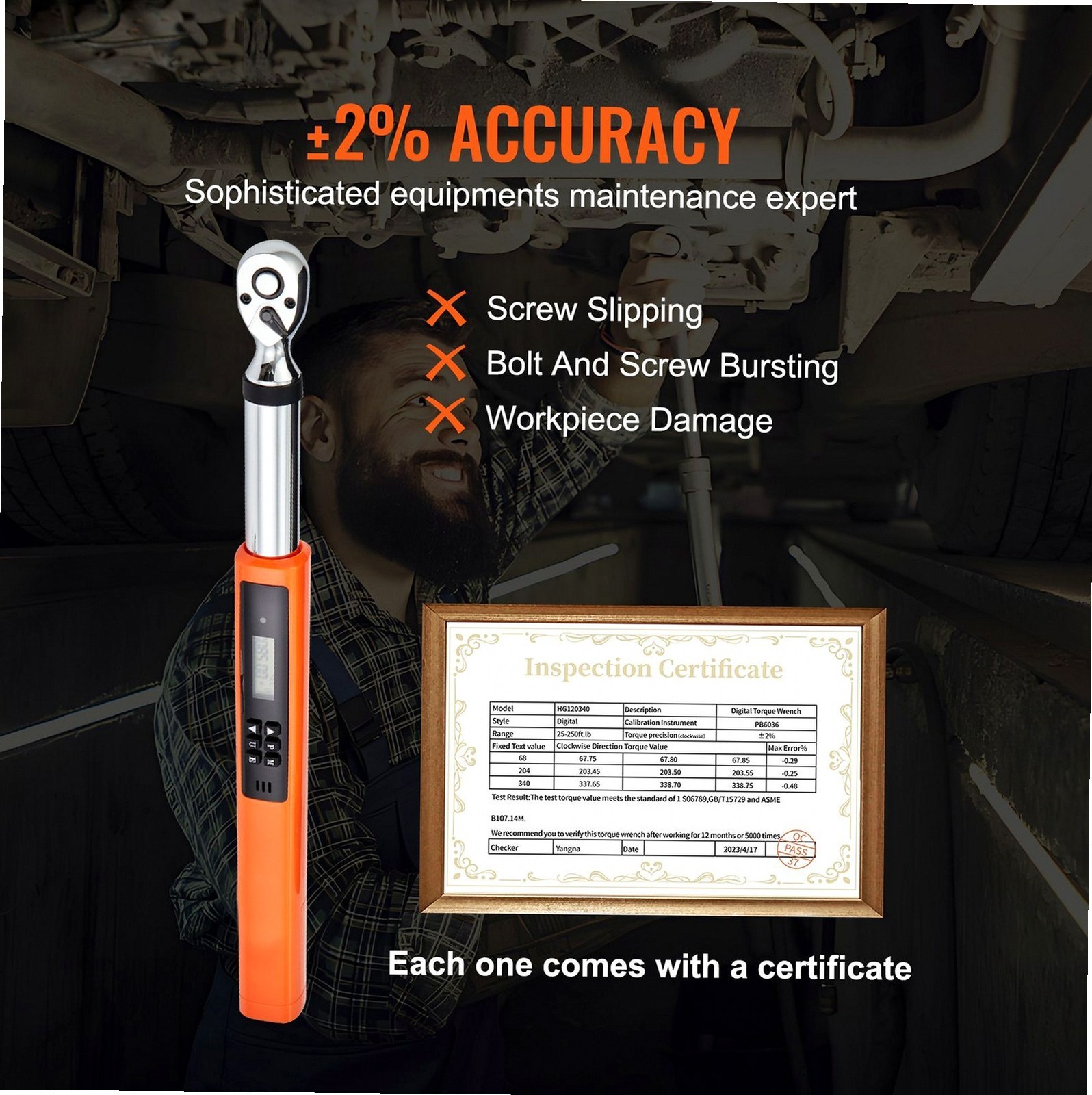 3/8″ Digital Torque Wrench 5-50Nm ±2% Accuracy Real Time Mode