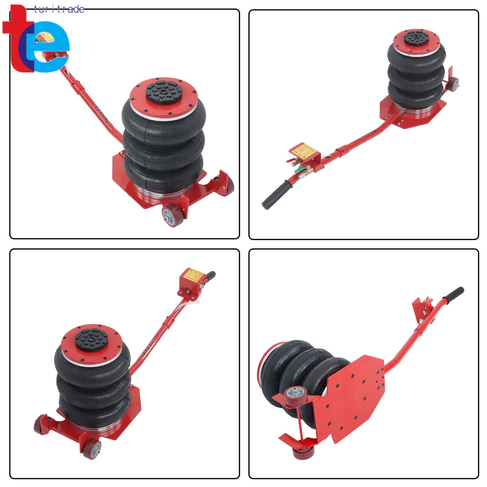 Triple Bag Air Jack 3 Ton/6600 lbs Pneumatic Jack for Car SUV Lifting RED