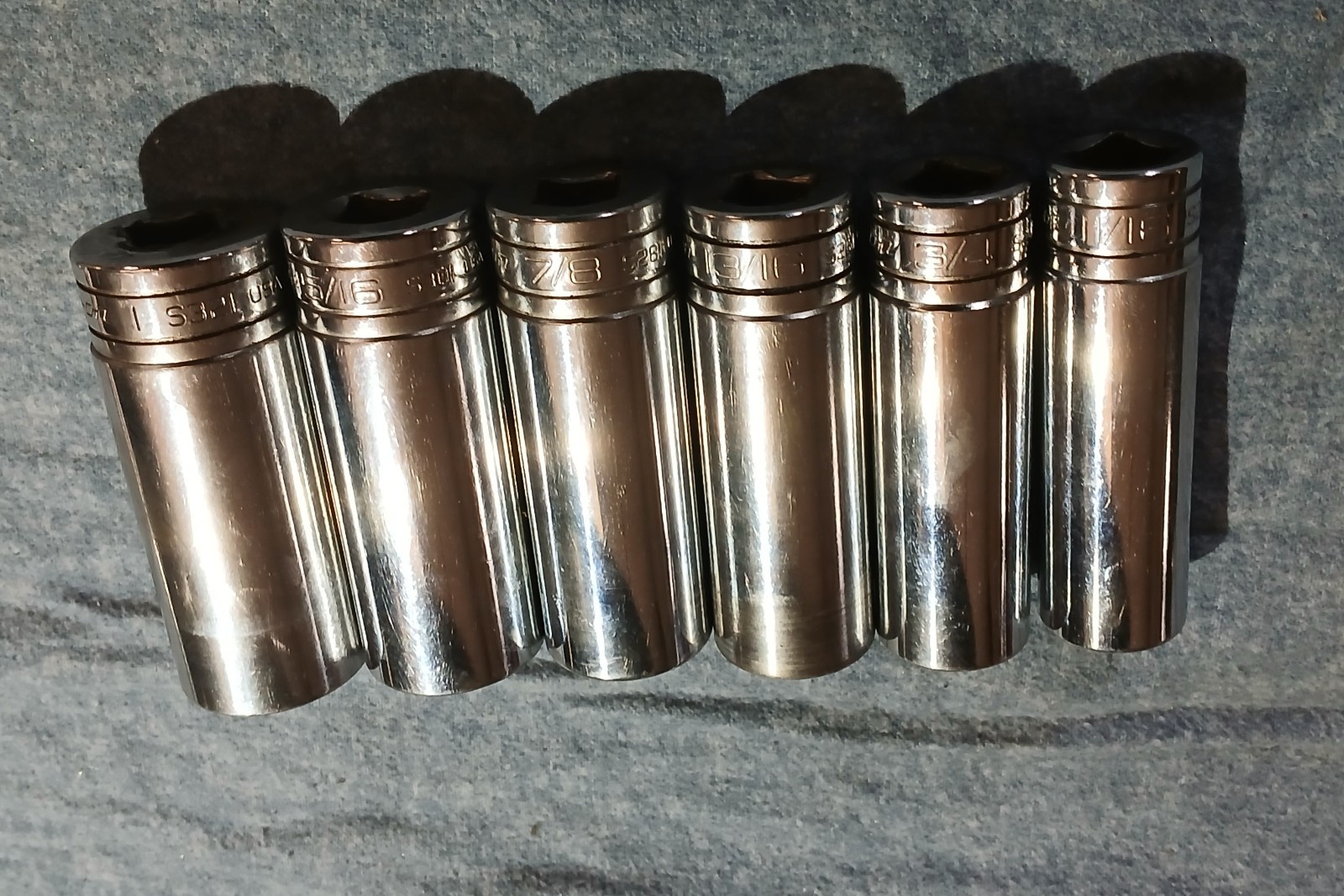 Snap On SAE Deep Socket Set 1/2″ Drive 12 Point 11/16-1 S221 S241 S261 S281 S301
