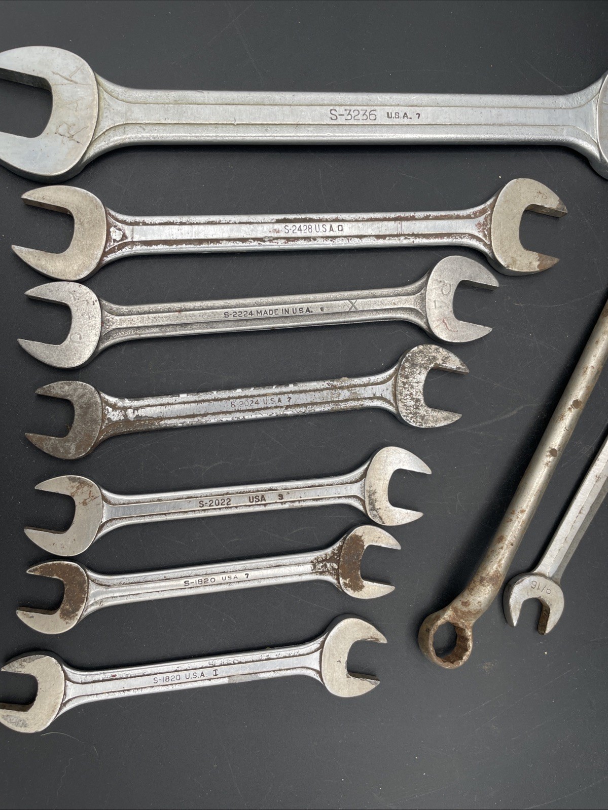 Vintage 9-Piece Blue-Point Supreme Wrench Lot Various Sizes Made in USA