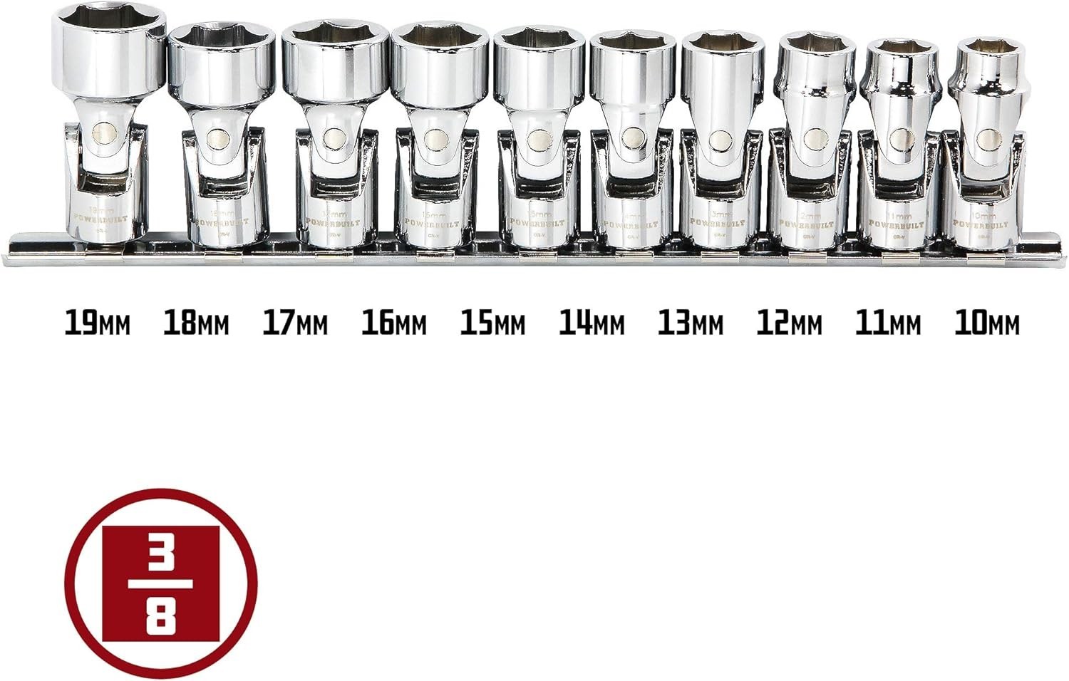 Durable 3/8-Inch Drive Metric Socket Set – 0mm to 19mm Swivel Design, 10 Pieces