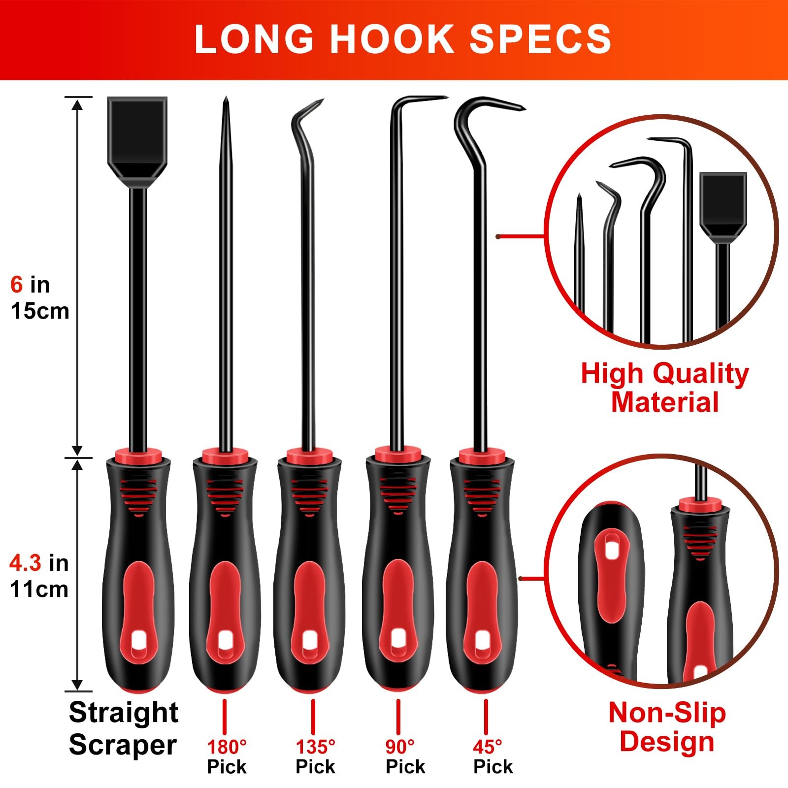 13 Pcs Precision Pick and Hook Tool Set with Clip Removal Plier Rivets red