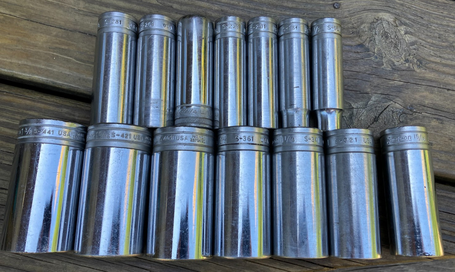 SNAP-ON 14 pc 1/2″ Drive 12-Point SAE Deep Socket Set 1/2- 1-3/8″