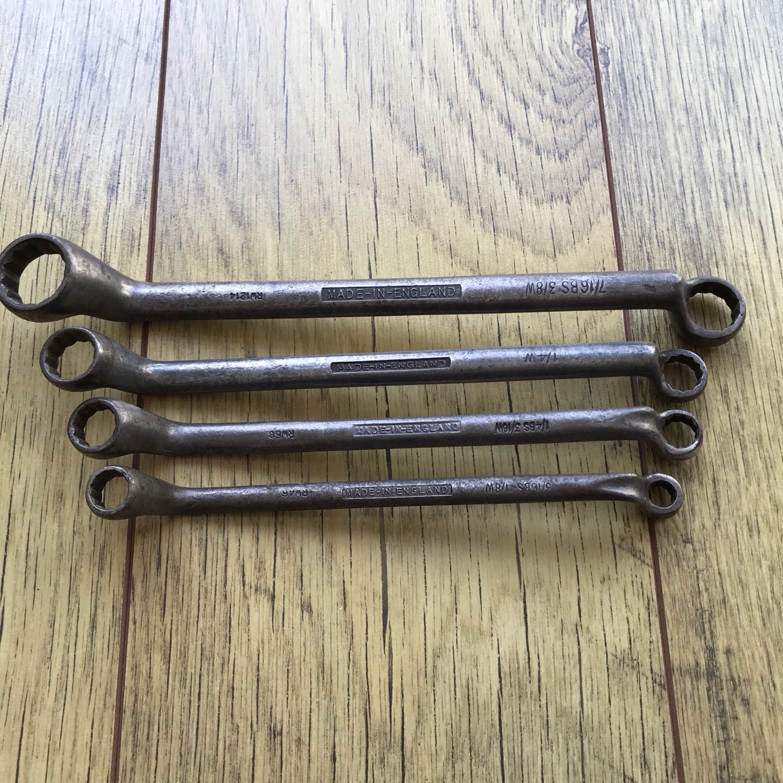 4 Vintage Bedford 1950s Ring Spanner’s 7/16” To 1/8” Whitworth. No 4.