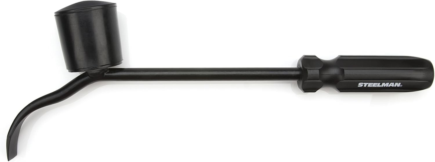 Steel Hubcap Remover Tool with Secure Grip Rubber Handle