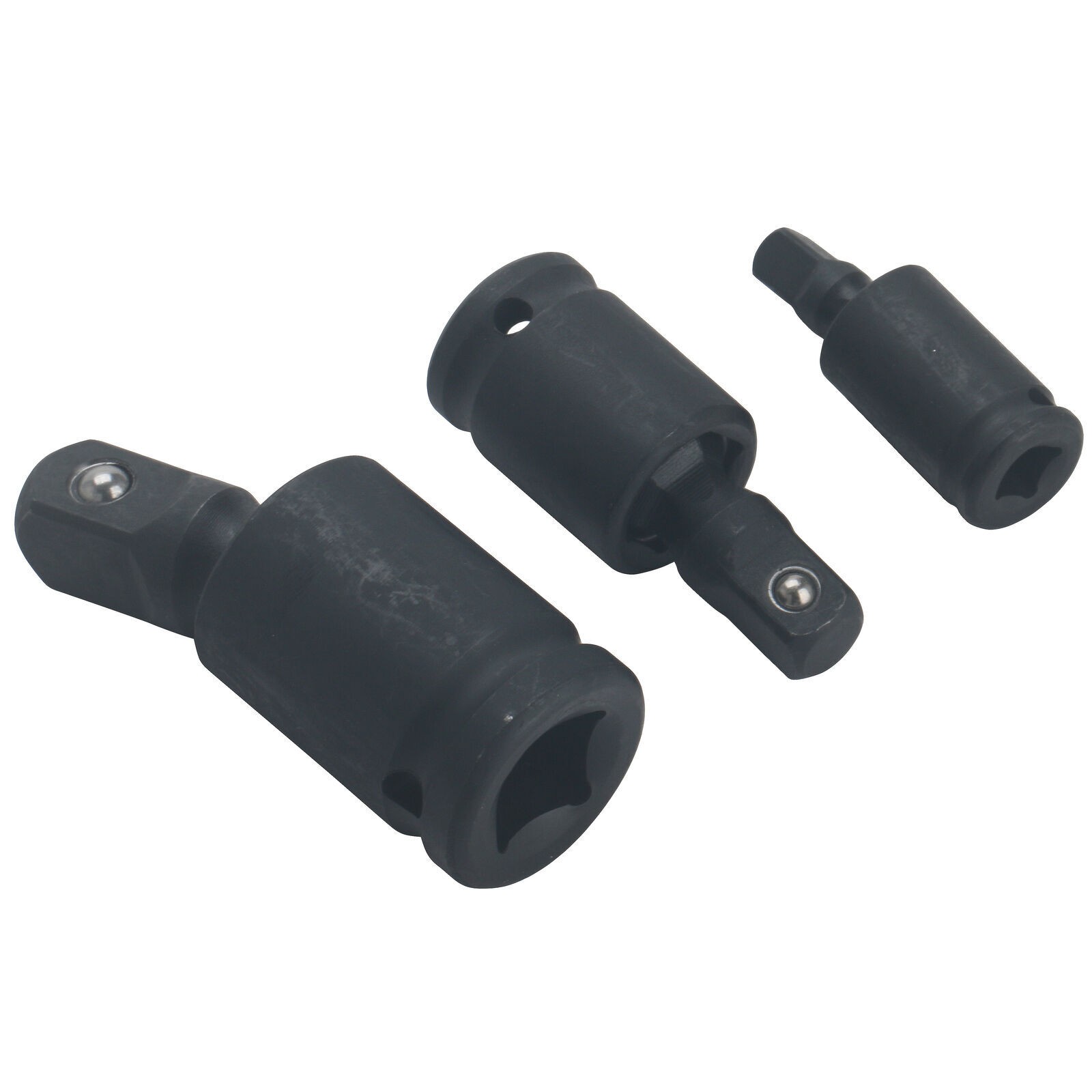 Set of 3 Universal Joint Swivel Socket Adapter Set 1/4″ 3/8″ 1/2″ Impact Joint