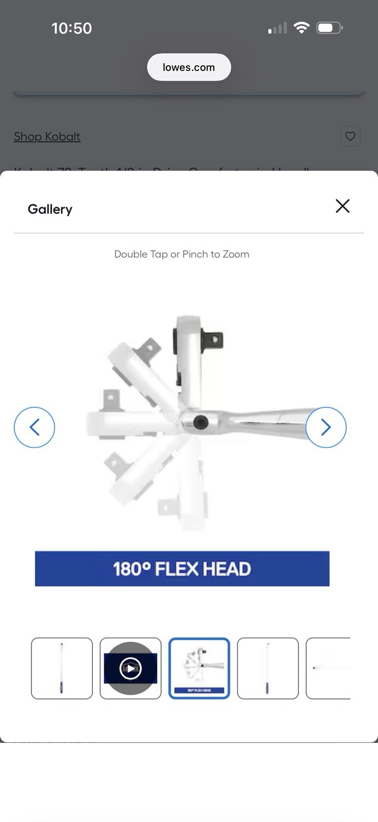 Kobalt 72 -Tooth 1/2-in Drive Comfort grip Handle Flexible Head Ratchet
