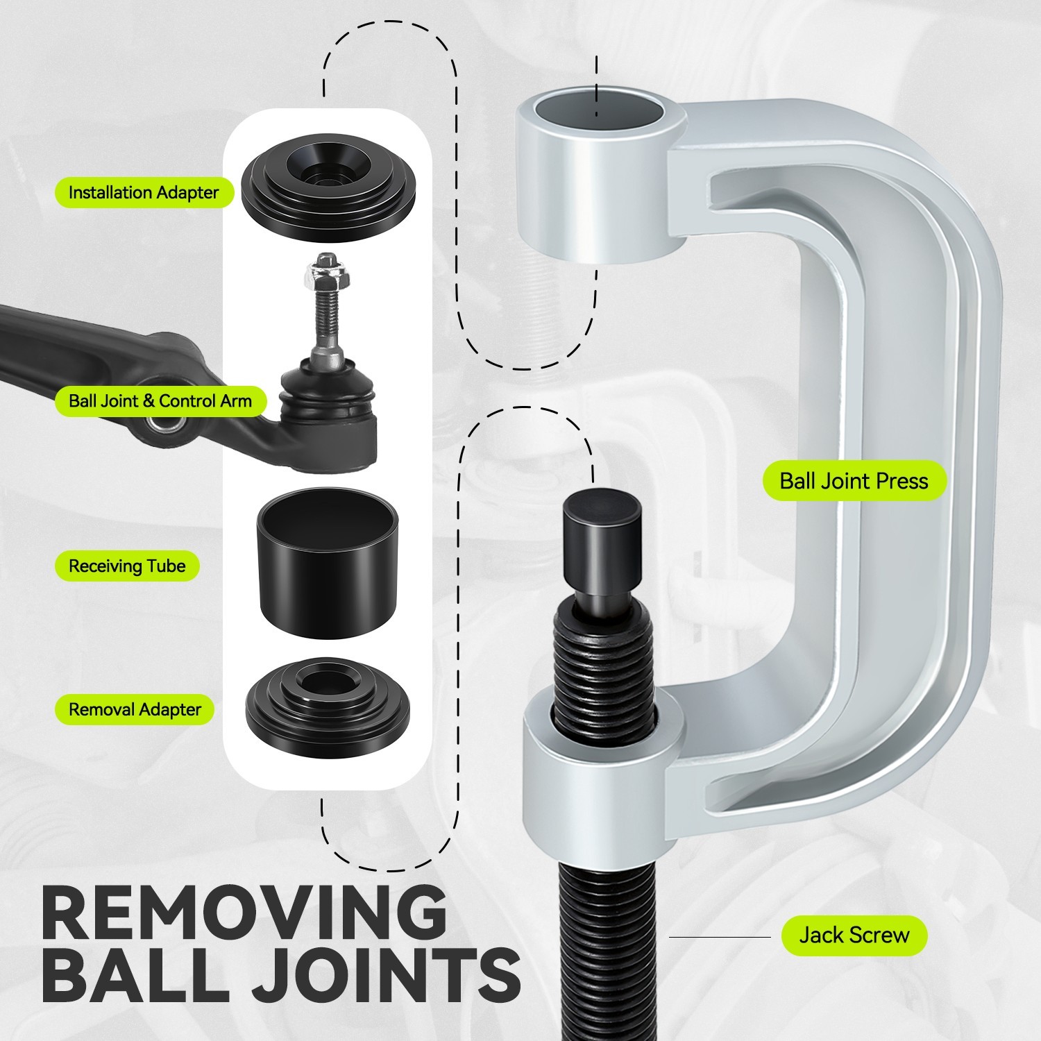 21Pcs 2/4WD Auto C-Press Ball Joint Service Remover Installer Adapter Tool Set