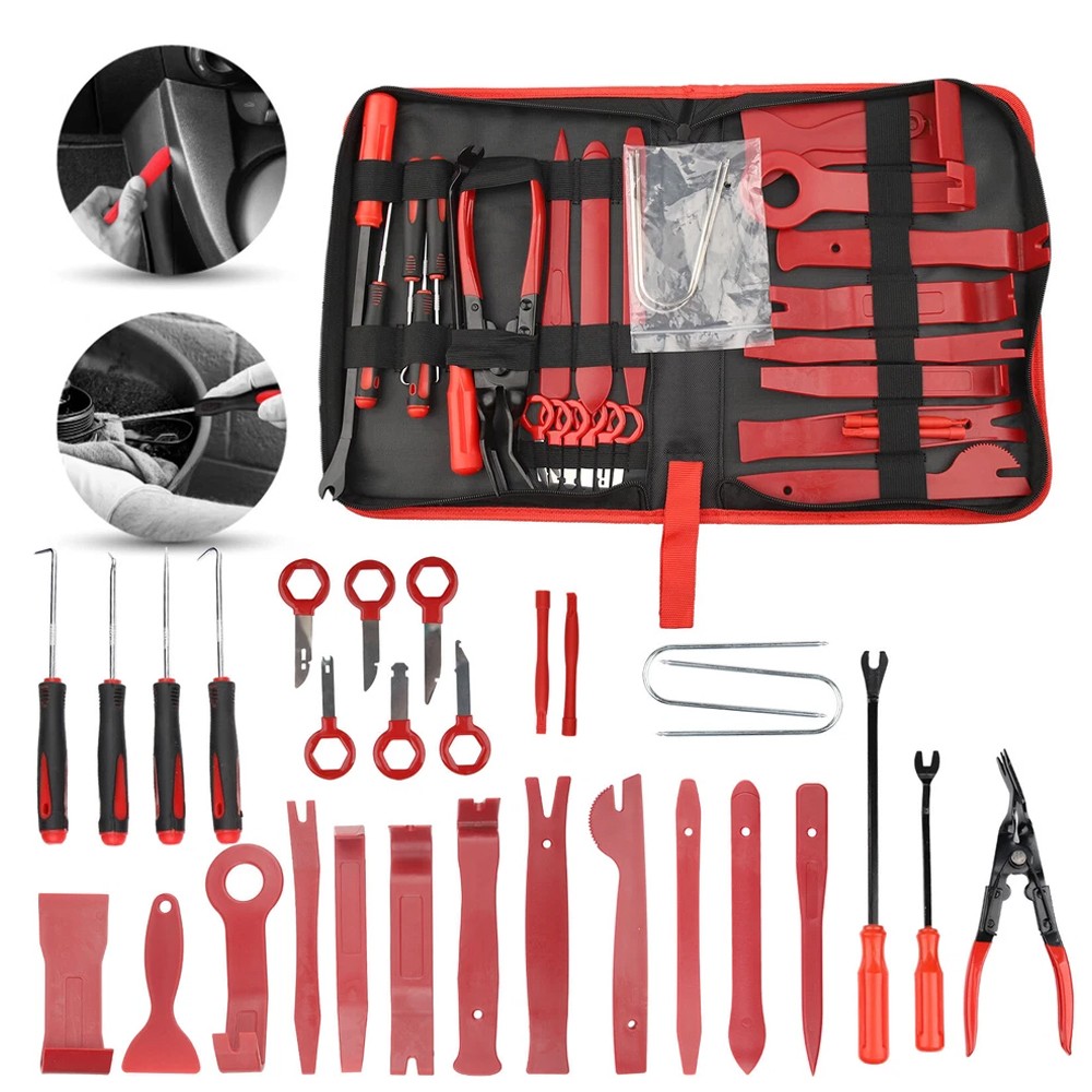 Car Trim Removal Tool Set Hand Tools Pry Bar Panel Door Interior Clip Kit US