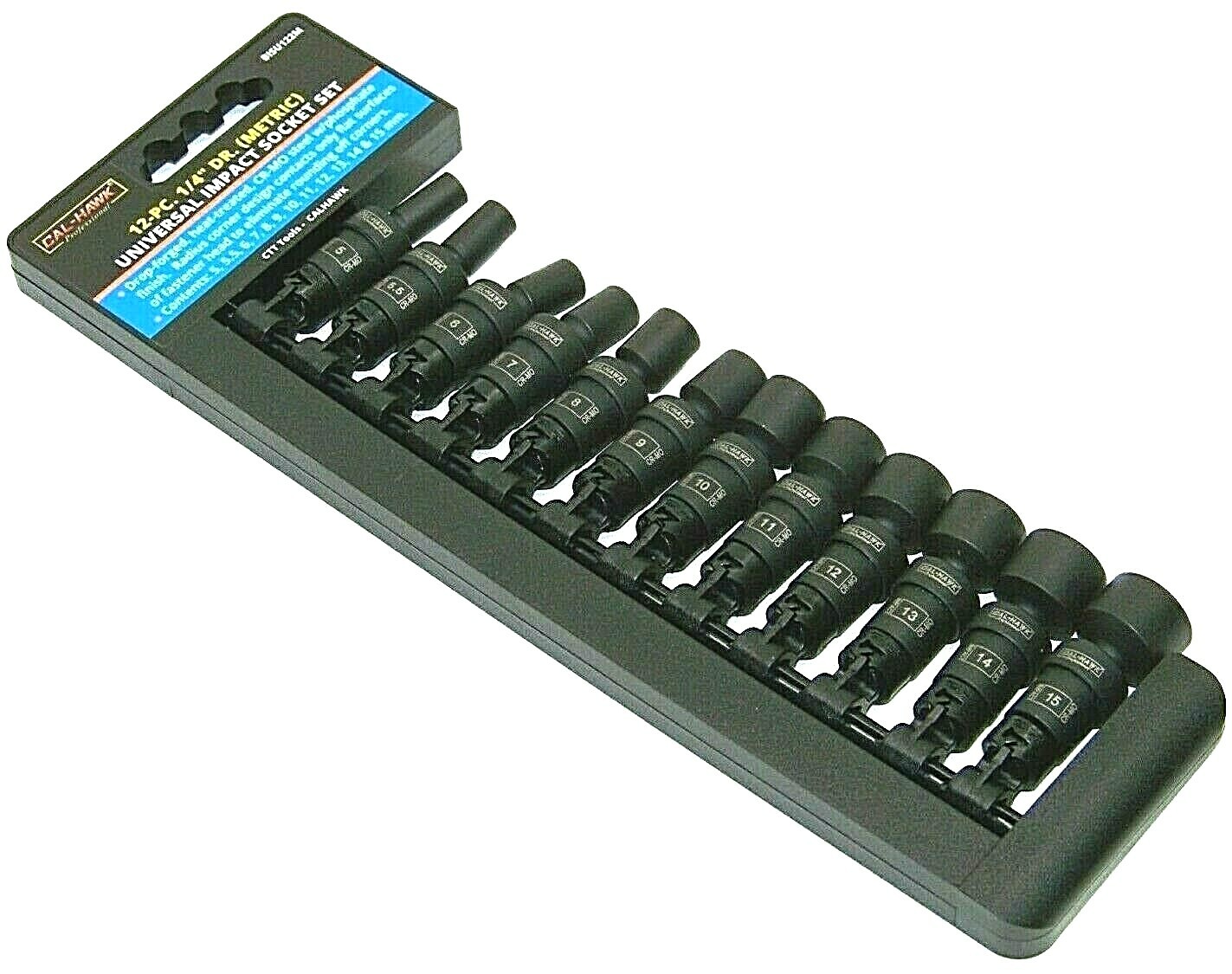 12 pcs 1/4″ Drive Universal Swivel Impact Socket Set Professional Metric Socket