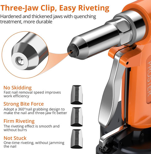 Proster Pneumatic Riveter – 5 Nozzles Rivet Gun, 3924LBF Pulling…
