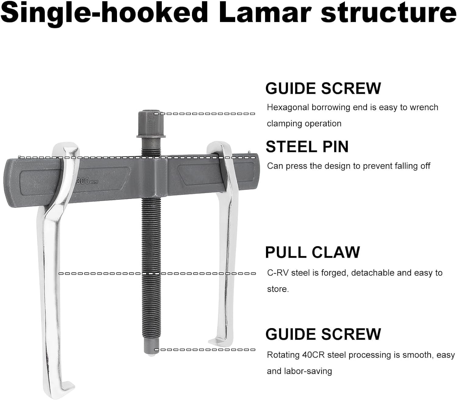 Versatile 12-Inch Reversible Gear Puller for Damage-Free Removal of Components