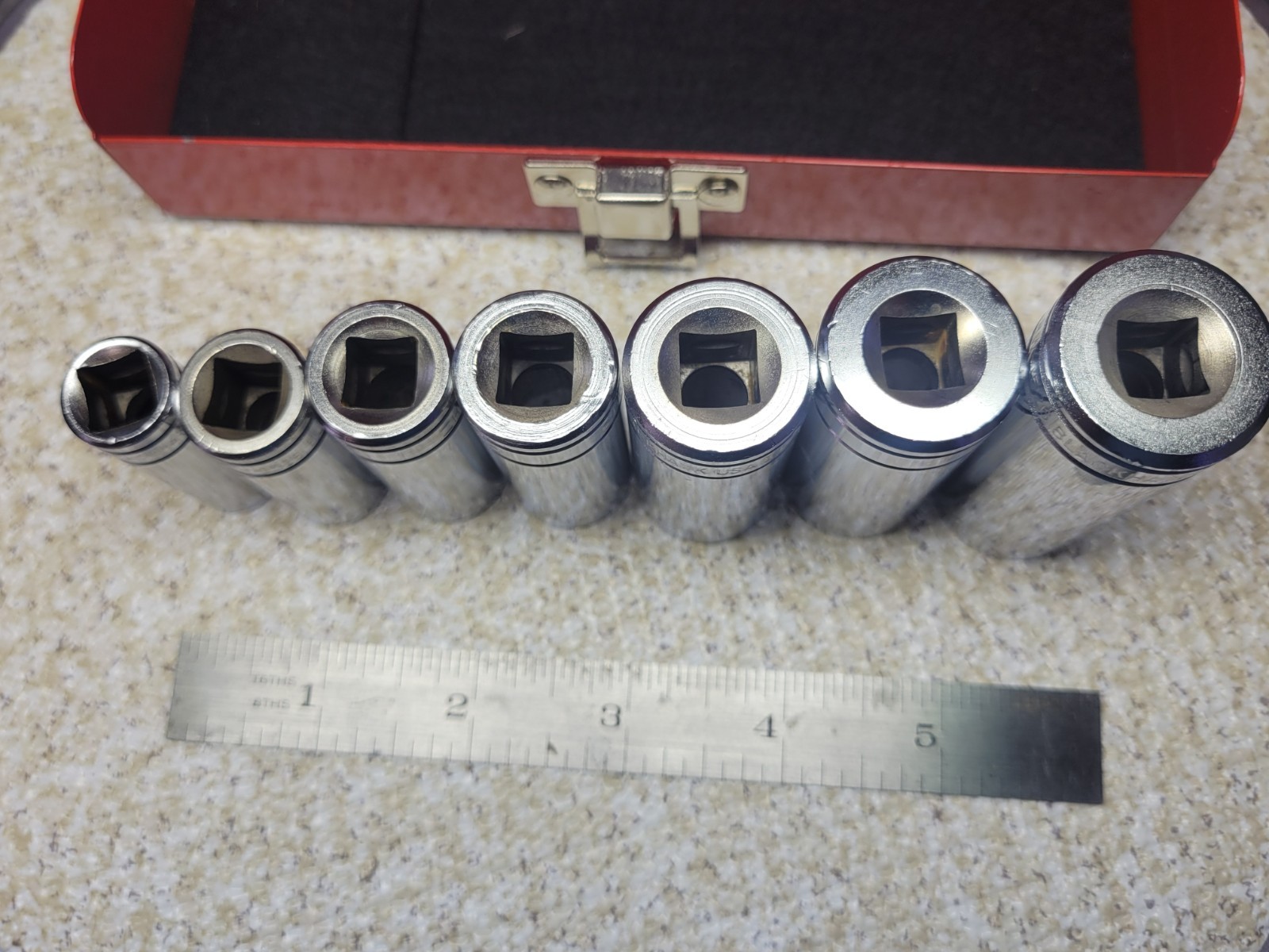 Blackhawk Tools USA 7PC SAE Deep Socket – 3/8” Drive, 6 Point W/ Red Metal Case