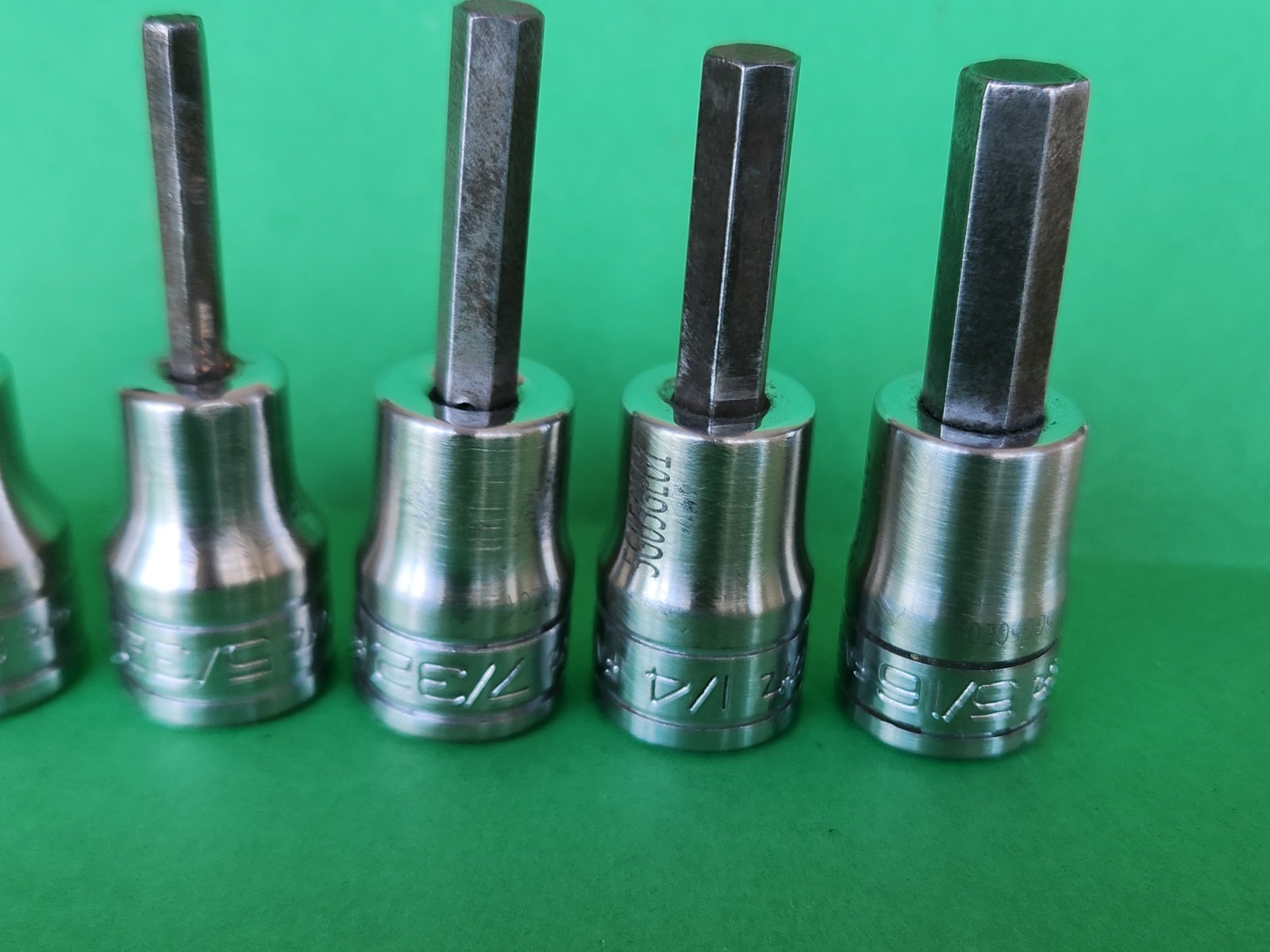 Snap On 6 Pc 3/8” Drive SAE Hex Socket Drivers 1/8” – 5/16” 208EFAY (missing 2)