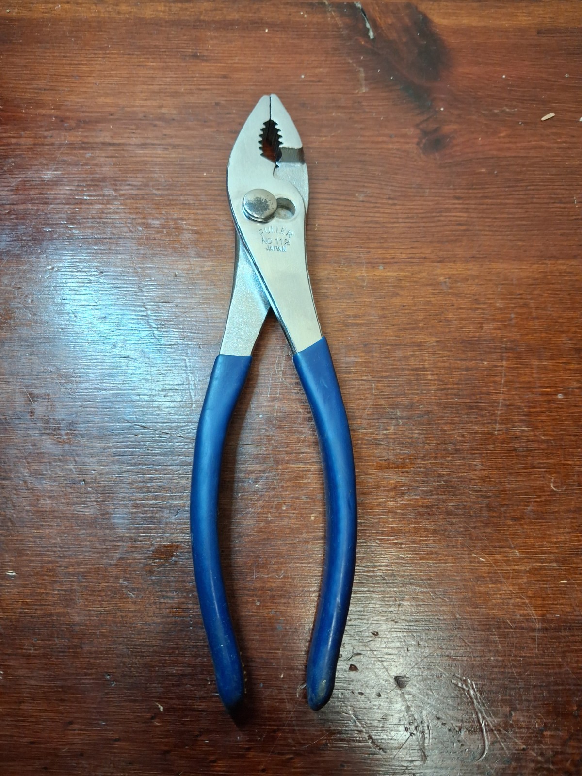 Fuller Slip Joint Pliers No. 112 Rubber Grip Made in Japan 8″ dark blue handles