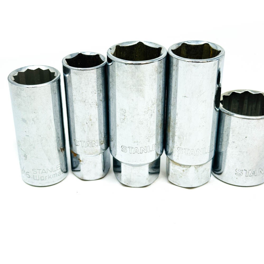 Stanley 86-461, 86-381 SAE 6, 12 Pt 1/2 and 3/8 in Drive, Mixed Socket Set 10Pcs