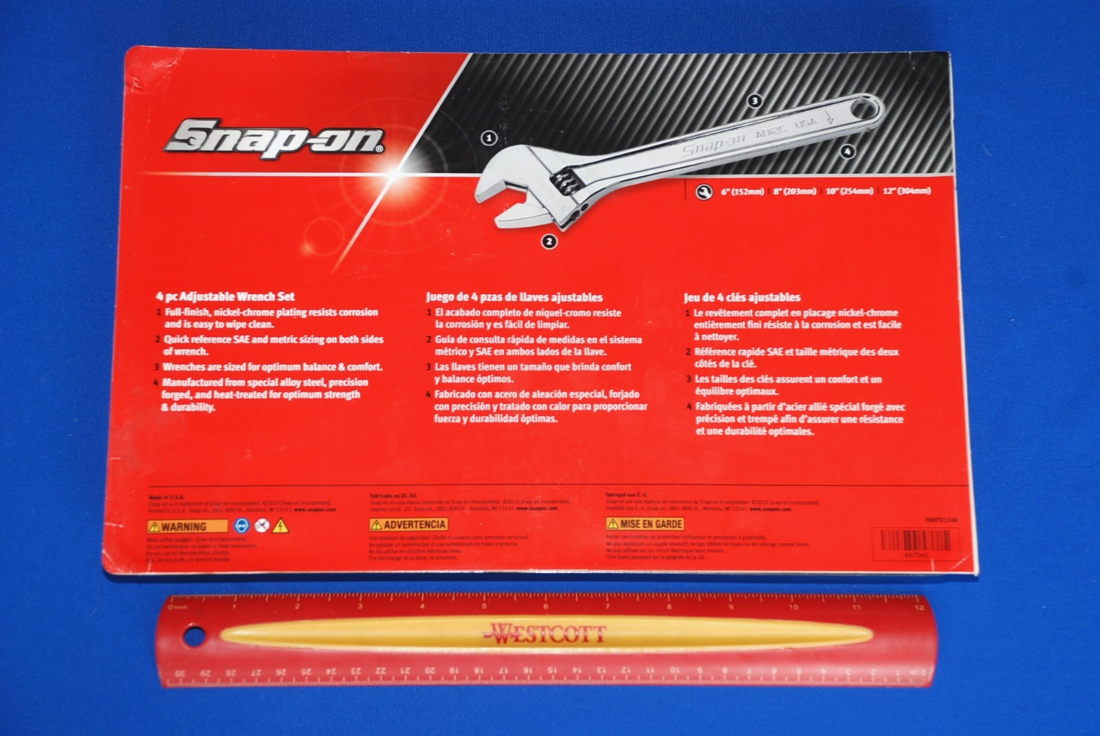 Snap-on NEWEST USA Made 4 Piece Adjustable Wrench Set 6″, 8″, 10″ and 12″