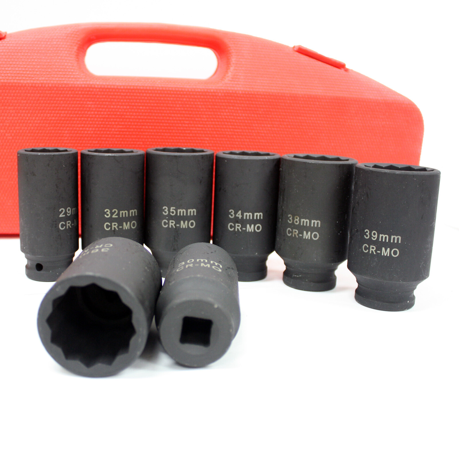8pc 1/2″ Dr. METRIC DEEP IMPACT SOCKET SET 12 POINT NUT SPINDLE AXLE 90MM LENGTH